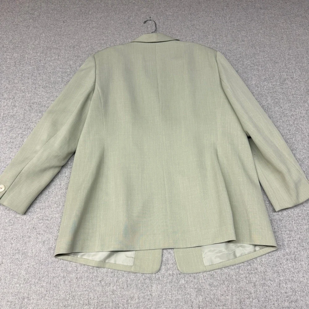 Jones New York Suit 2 Piece Set 16W Sage Green Shawl Lapel Blazer Straight Pants